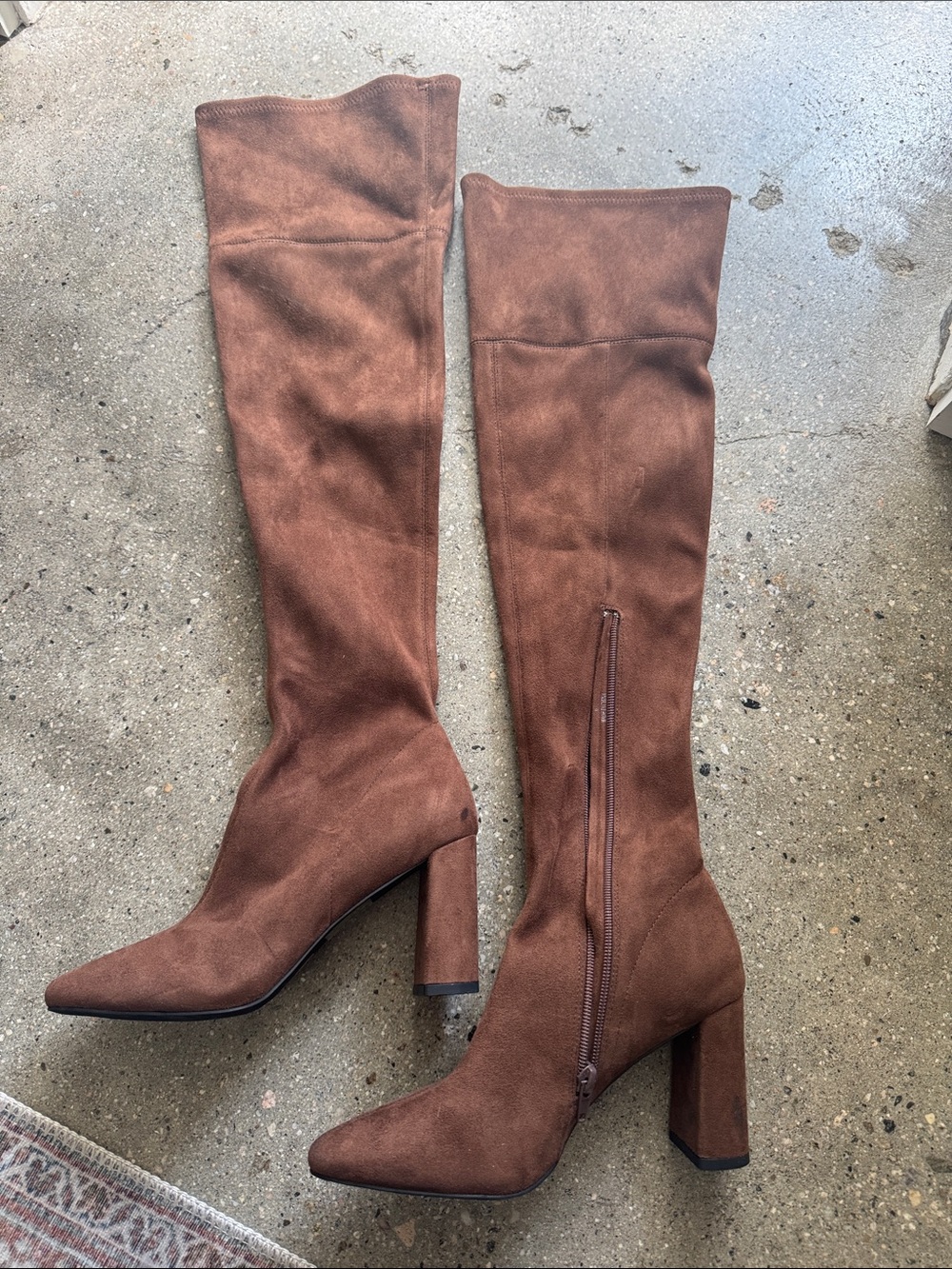 Jeffrey Campbell Brown Suede Over-the-Knee Block Heel Boots